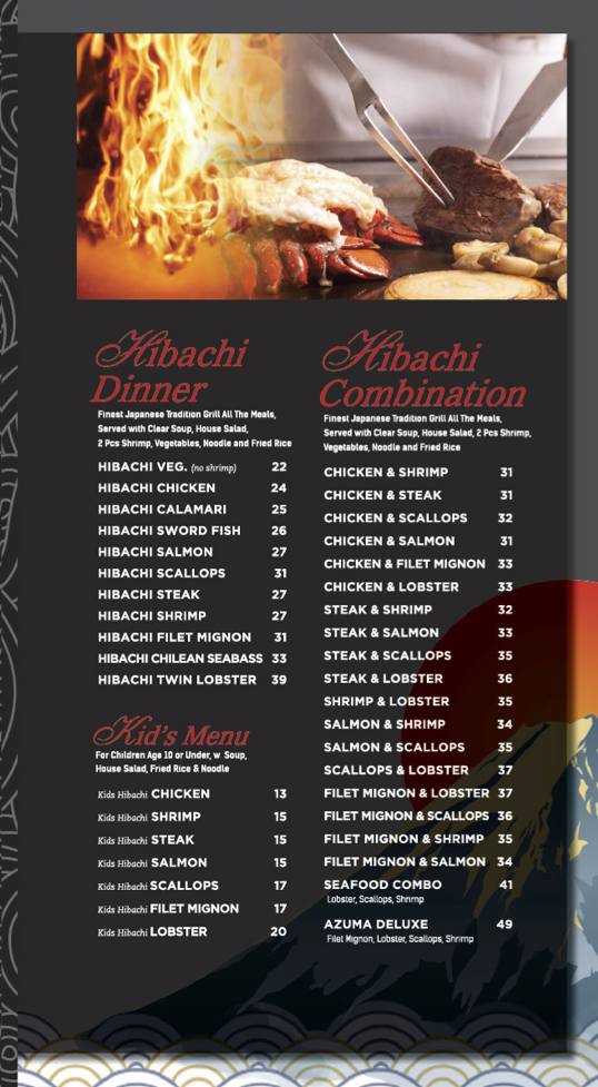 Azuma menu 2024